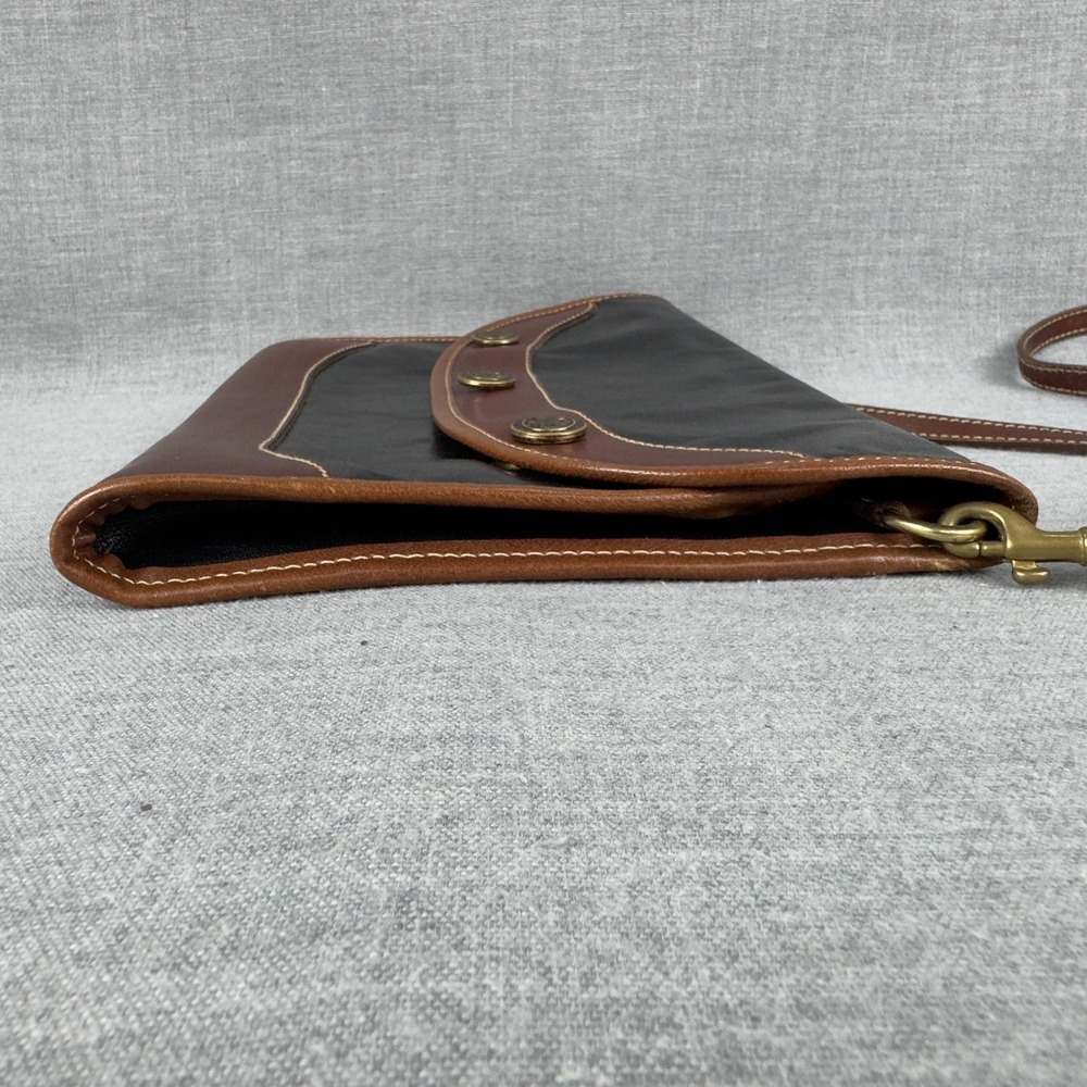 Brahmin Crossbody Bag Womens Black Brown Leather Flap Purse Two Tone Messenger - Picture 9 of 15